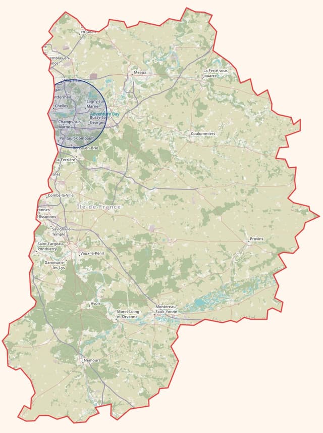 Carte des zones d'intervention en Seine et Marne
